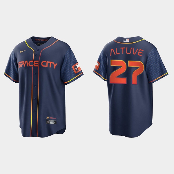 Youth Houston Astros #27 Jose Altuve 2022 Navy City Connect Cool Base Stitched Jersey